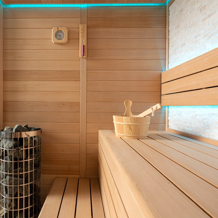 AWT E1604C Hemlock binnensauna met Harvia Cilindro